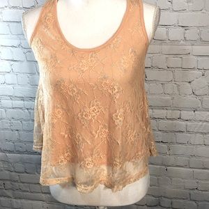 FOREVER 21 Tank Top Lace Peach-Small